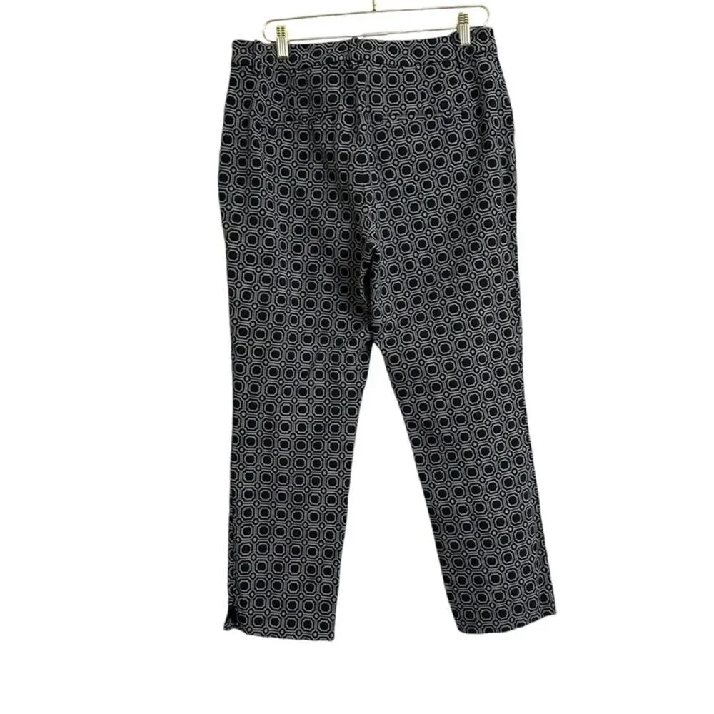 Coldwater Creek Natural Wear Trousers Women's 12 Black Gray Geometric‎ Office